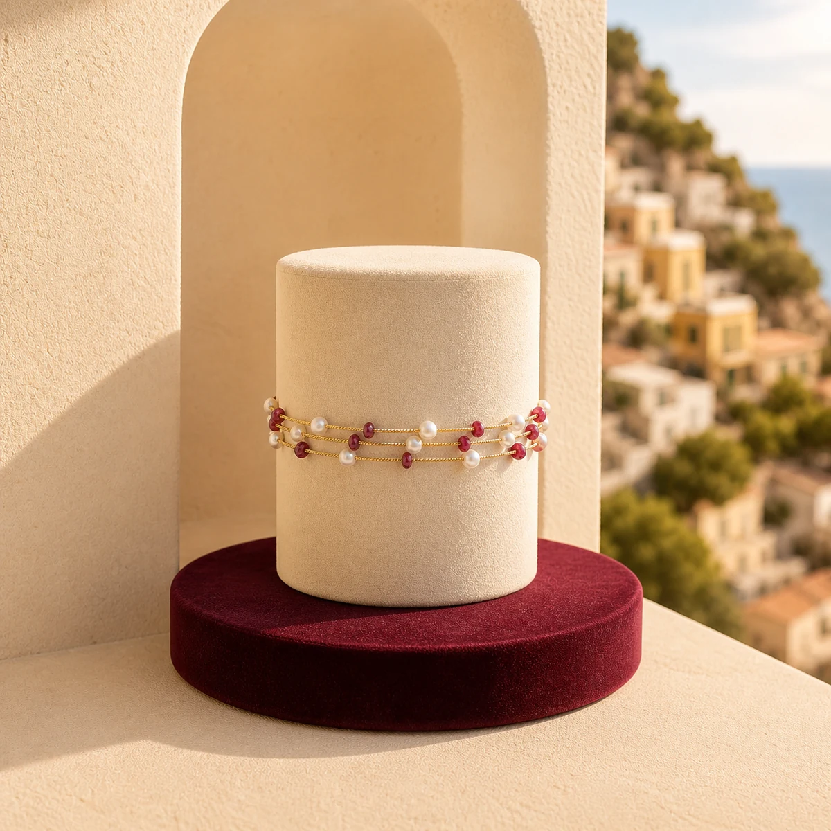 Pulseira Positano Tripla apresentada em expositor
